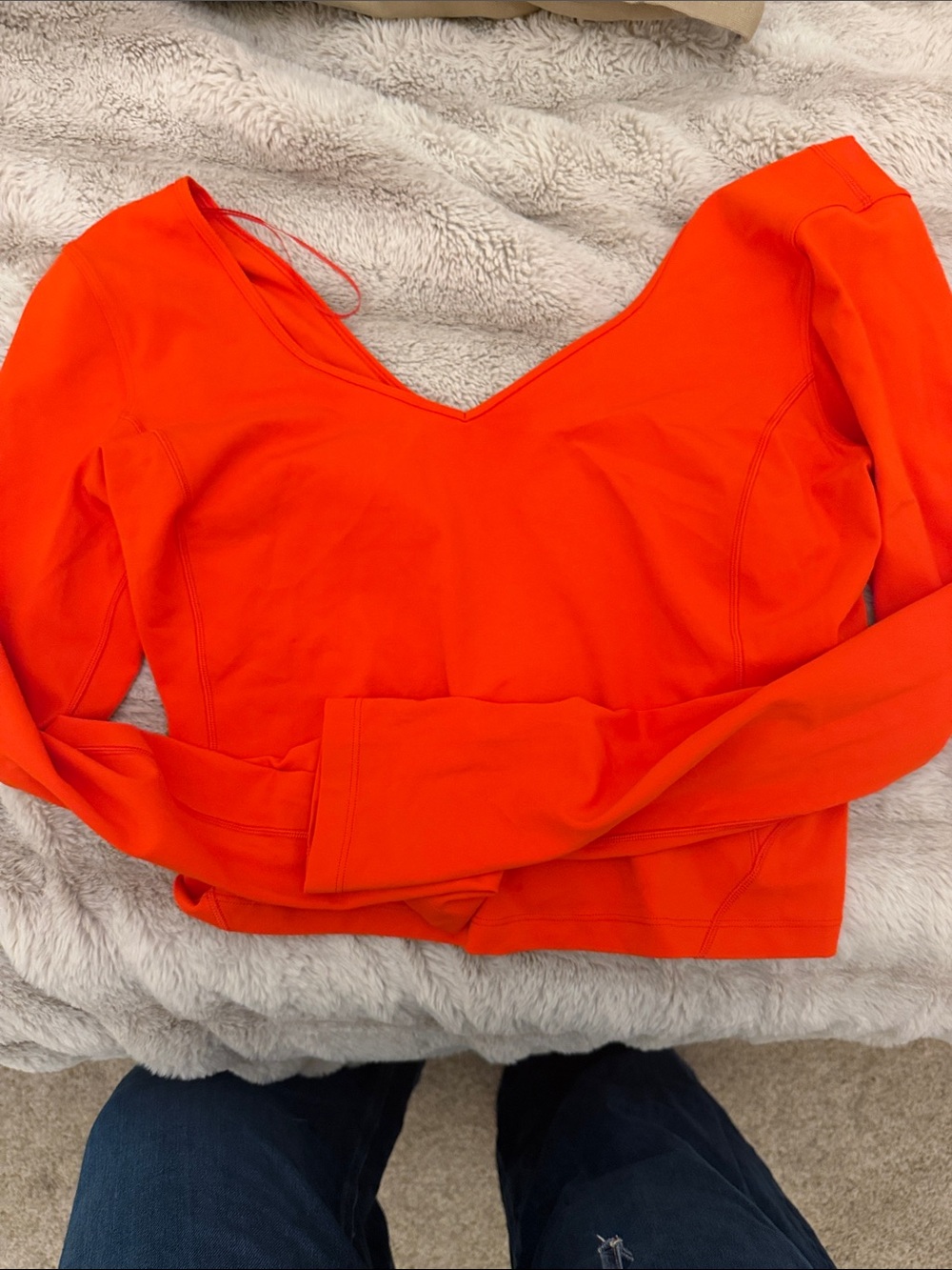 lululemon athletica Bright Orange V-Neck Long Sleeve Top